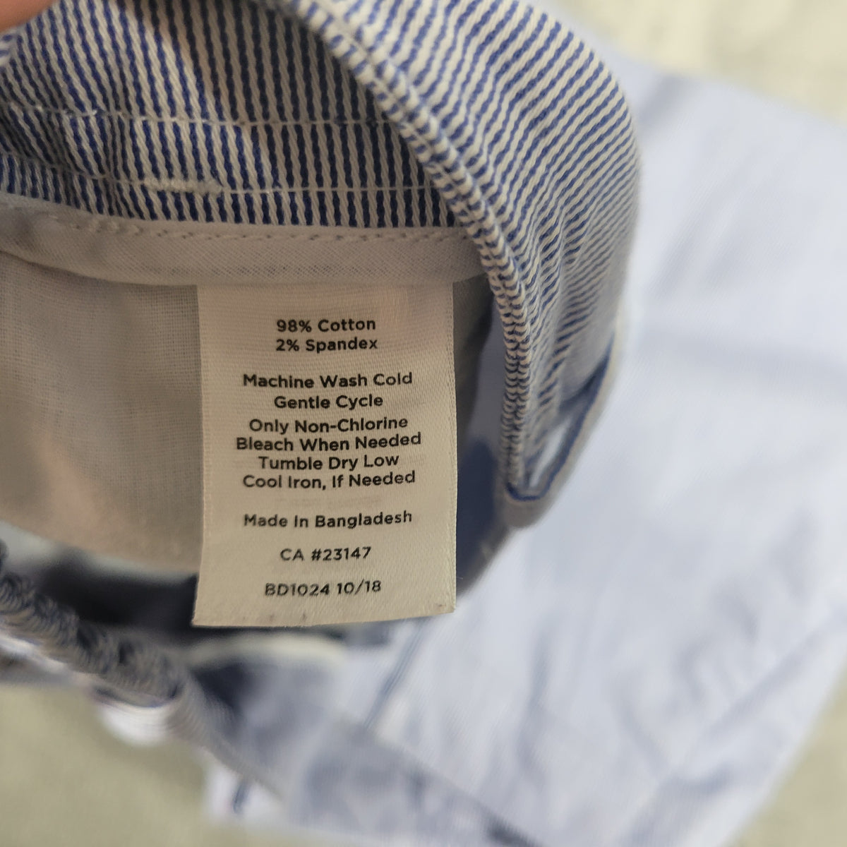 Talbots Chino Shorts Womens 16W Blue White Stripe Cotton Elastic Waist Casual STR128XE