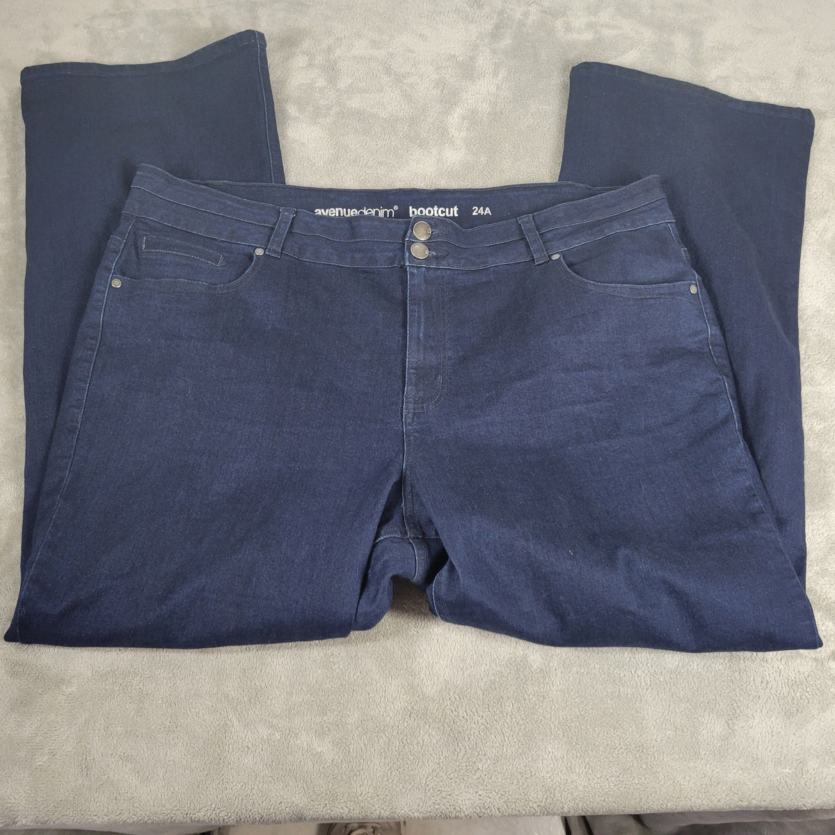 Avenue Jeans Womens Plus 24 Dark Wash Bootcut Stretch Elastic Waist Denim Blue BOO15E