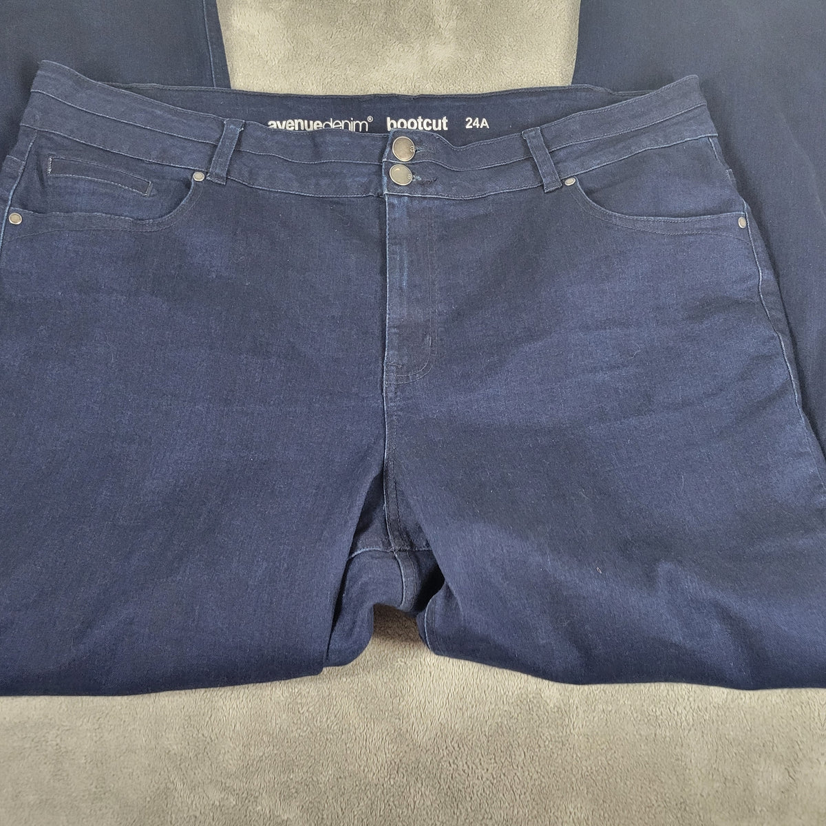 Avenue Jeans Womens Plus 24 Dark Wash Bootcut Stretch Elastic Waist Denim Blue BOO15E