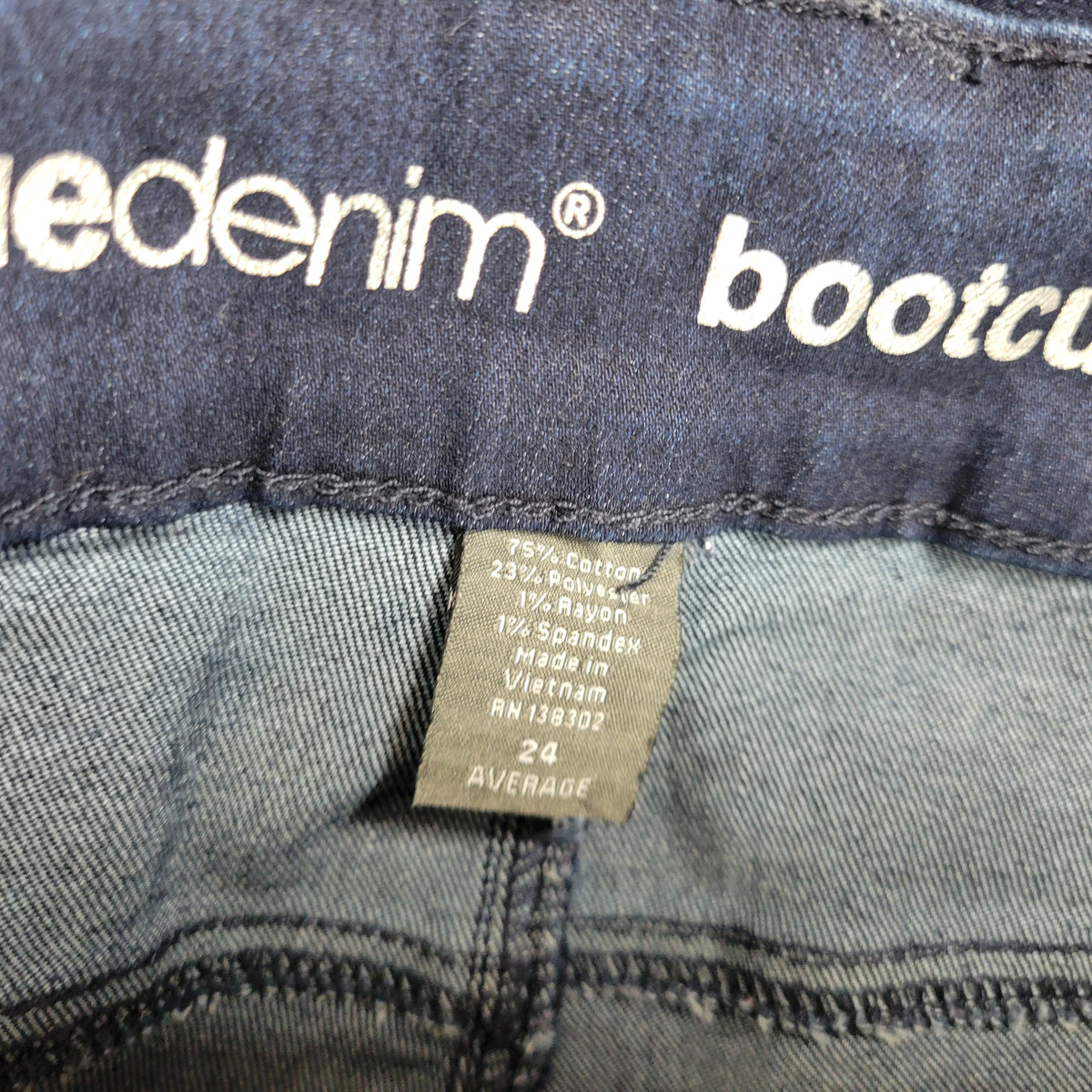 Avenue Jeans Womens Plus 24 Dark Wash Bootcut Stretch Elastic Waist Denim Blue BOO15E