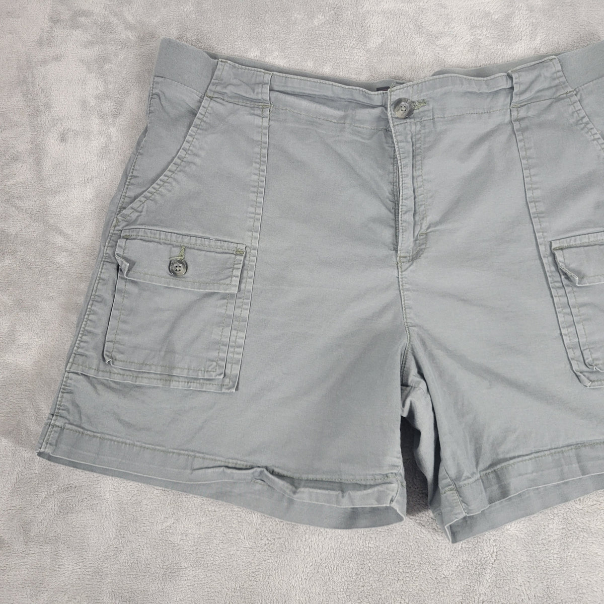 Lee Cargo Shorts Womens 18 Plus Blue Gray Elastic Waist Stretch Pockets  GRA32E