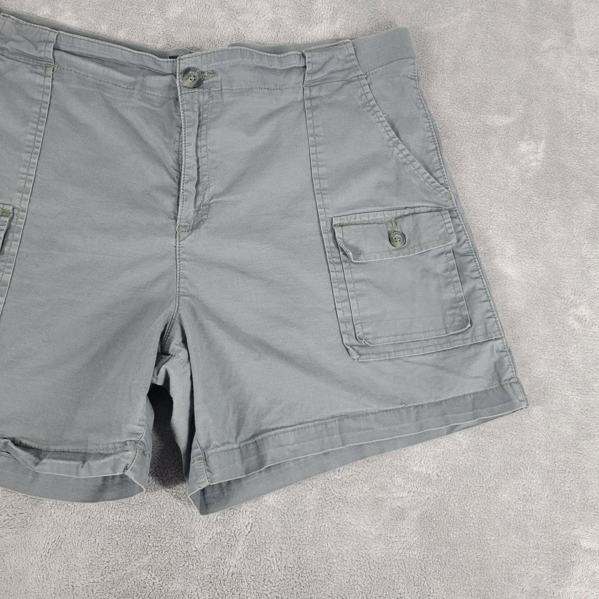 Lee Cargo Shorts Womens 18 Plus Blue Gray Elastic Waist Stretch Pockets  GRA32E