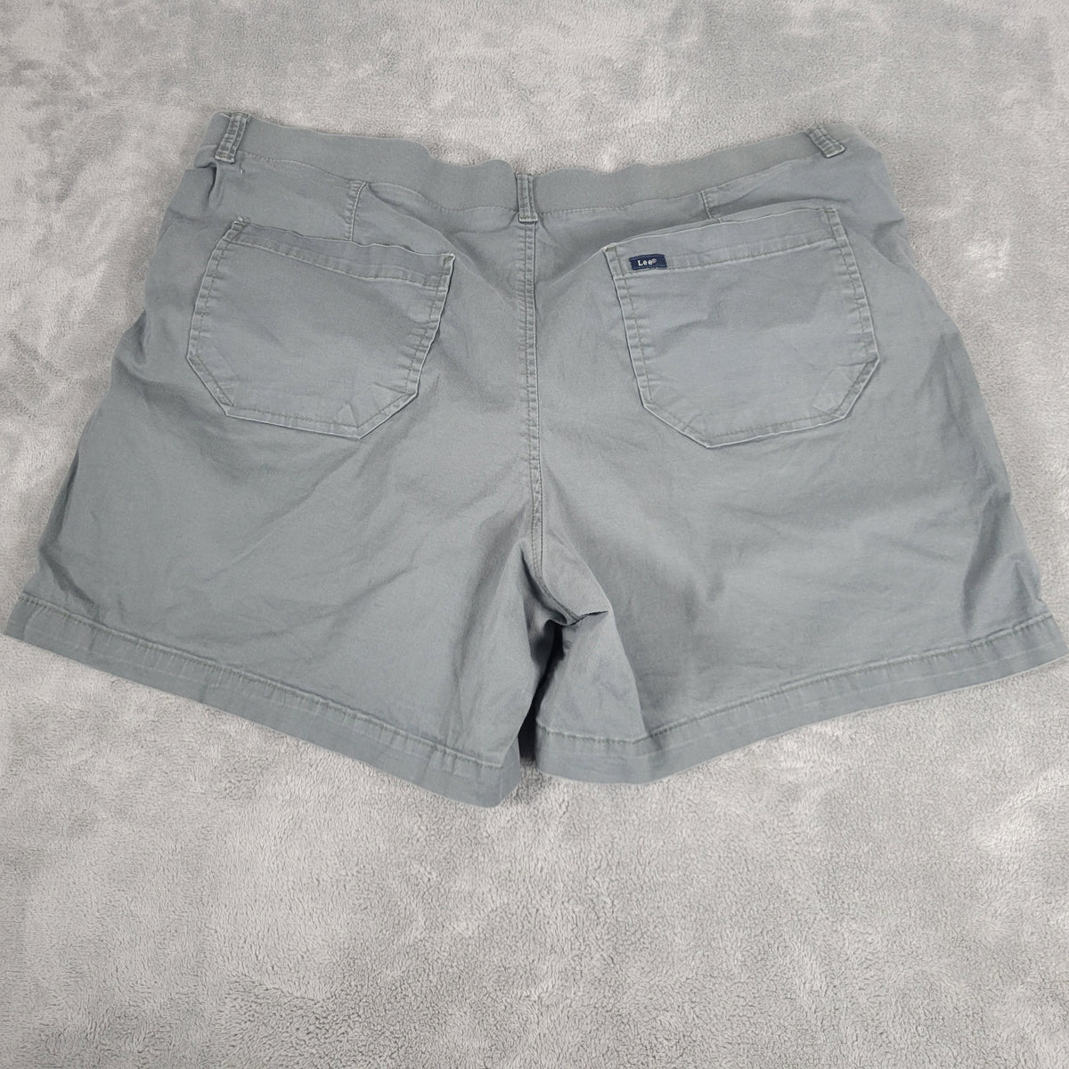 Lee Cargo Shorts Womens 18 Plus Blue Gray Elastic Waist Stretch Pockets  GRA32E