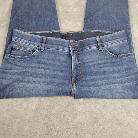 Lee Jeans Womens 18W Capri Dark Wash Mid Rise Denim Elastic Waist Stretch CAP1E