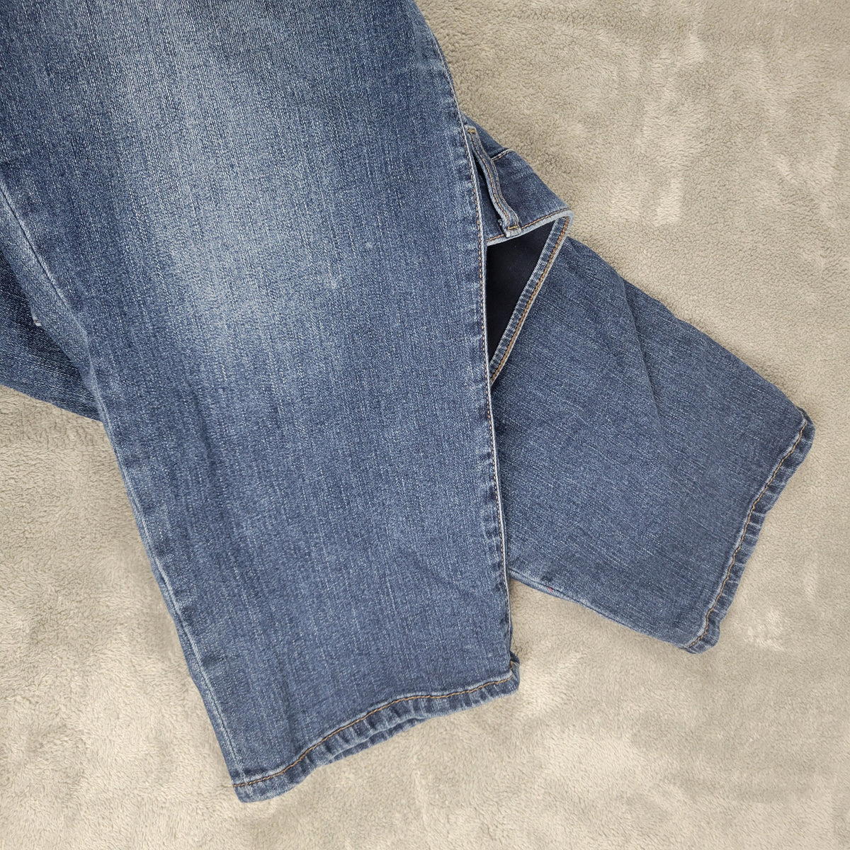 Lee Jeans Womens 18W Capri Dark Wash Mid Rise Denim Elastic Waist Stretch CAP1E