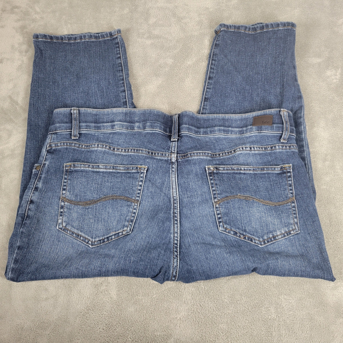 Lee Jeans Womens 18W Capri Dark Wash Mid Rise Denim Elastic Waist Stretch CAP1E
