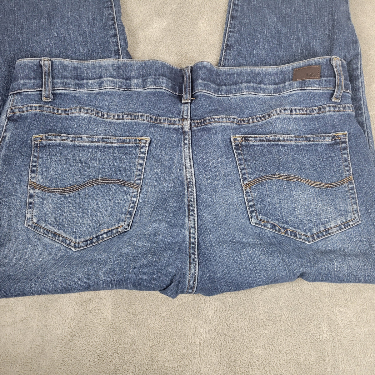 Lee Jeans Womens 18W Capri Dark Wash Mid Rise Denim Elastic Waist Stretch CAP1E
