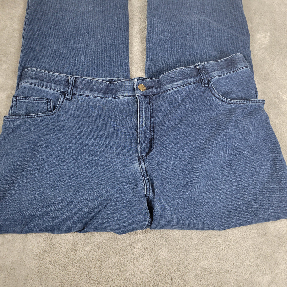 Denim & Co Jeans Womens 22WP Petite Plus Dark Wash Straight Leg Stretch Blue SL27E