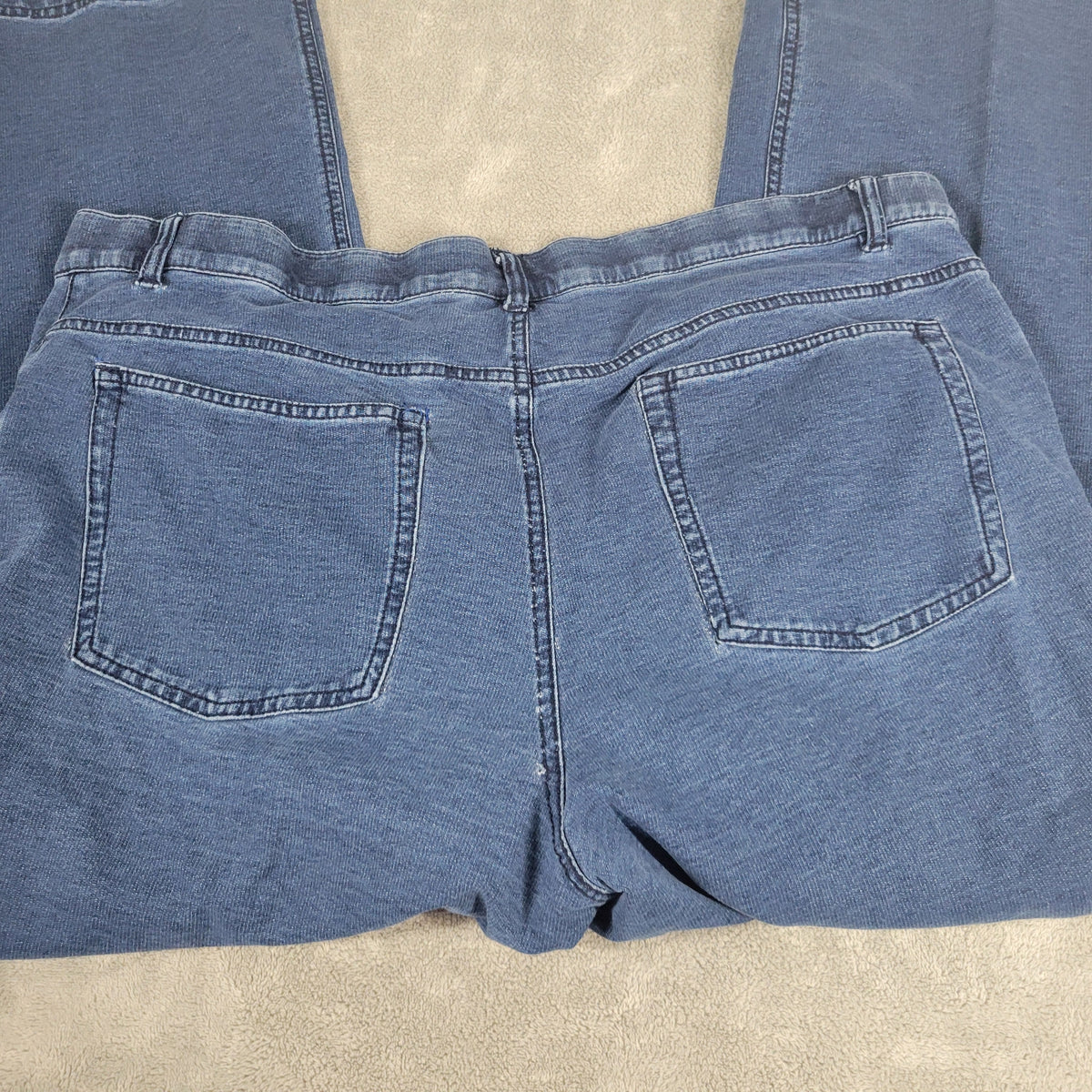 Denim & Co Jeans Womens 22WP Petite Plus Dark Wash Straight Leg Stretch Blue SL27E