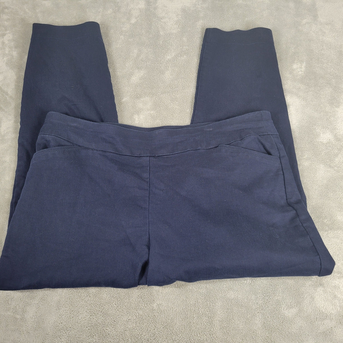 Croft & Barrow Effortless Pants Womens 16W Short Blue Straight Pull On Elastic BLU47E