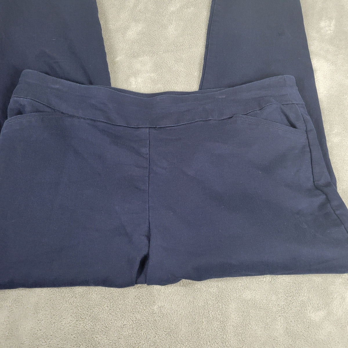 Croft & Barrow Effortless Pants Womens 16W Short Blue Straight Pull On Elastic BLU47E