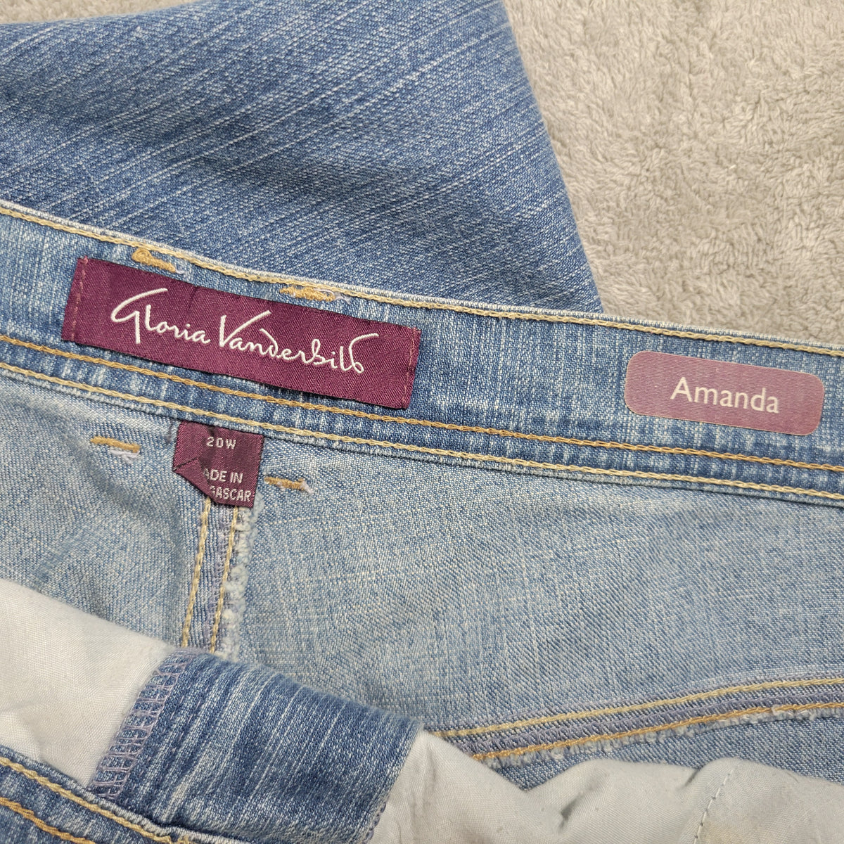 Gloria Vanderbilt Amanda Jeans Womens 20W Medium Wash Straight Leg Denim Plus SL7E