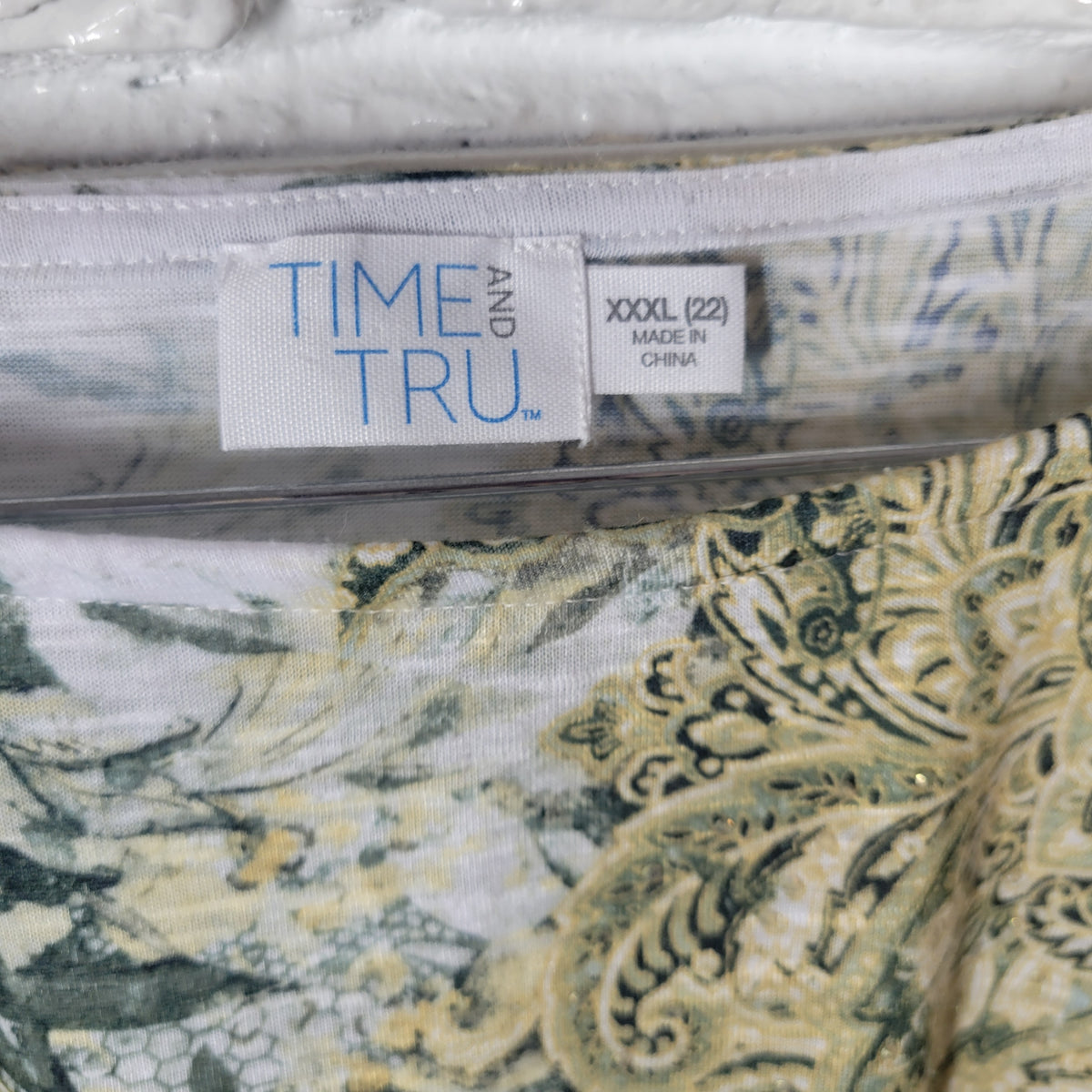 Time & Tru Women 3XL Floral Studded Blouse Top Long Sleeve Stretch Casual Travel FLO150E