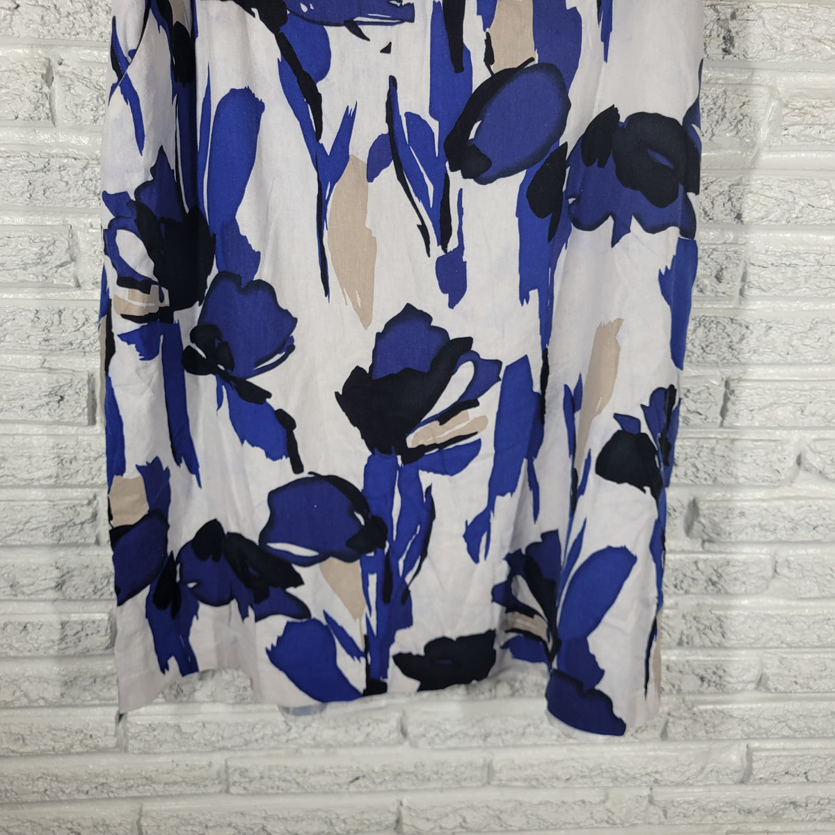 Cato Womens 18W Blue White Watercolor Linen Rayon Pencil Skirt Pockets Travel Knee WAT111E