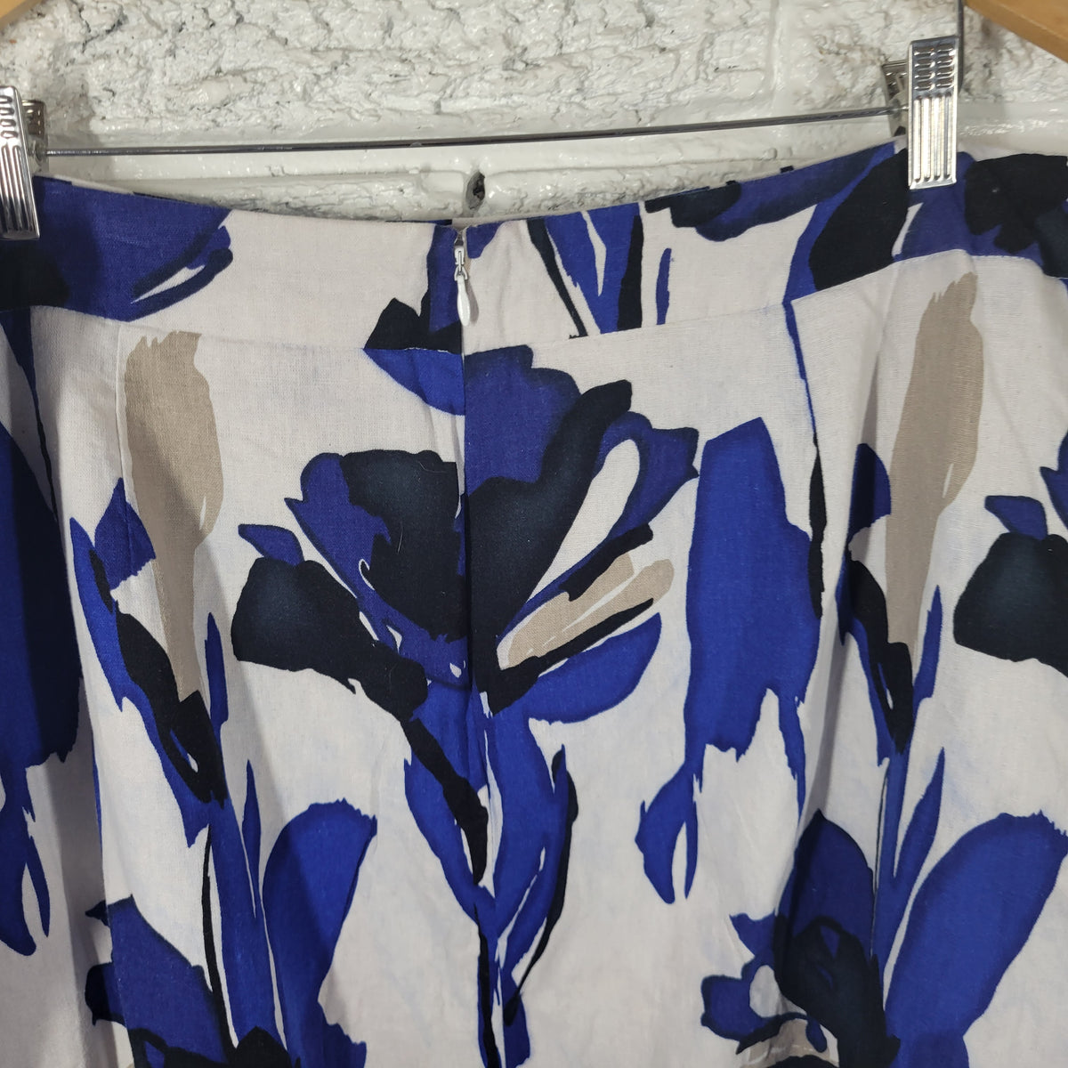 Cato Womens 18W Blue White Watercolor Linen Rayon Pencil Skirt Pockets Travel Knee WAT111E