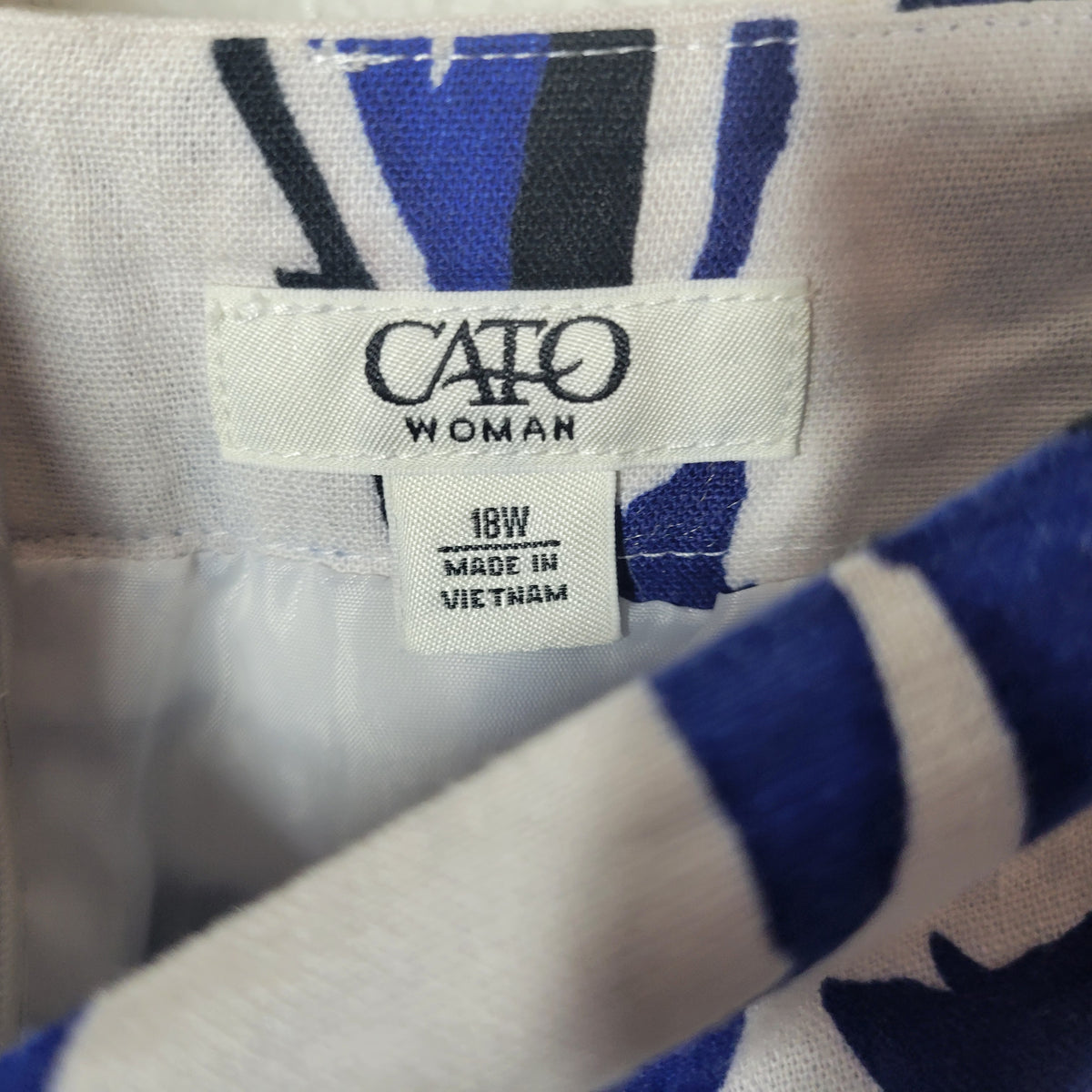 Cato Womens 18W Blue White Watercolor Linen Rayon Pencil Skirt Pockets Travel Knee WAT111E