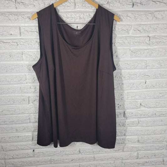 Catherines Womens 3X Brown Tank Top Shell Solid Sleeveless Stretch Casual Travel BRO19E