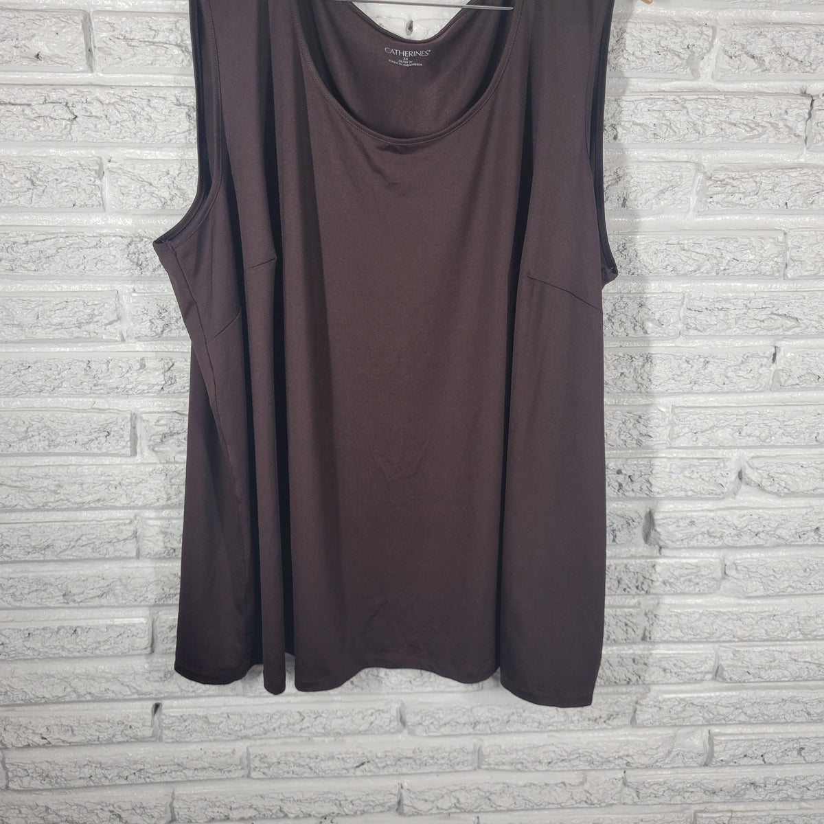 Catherines Womens 3X Brown Tank Top Shell Solid Sleeveless Stretch Casual Travel BRO19E