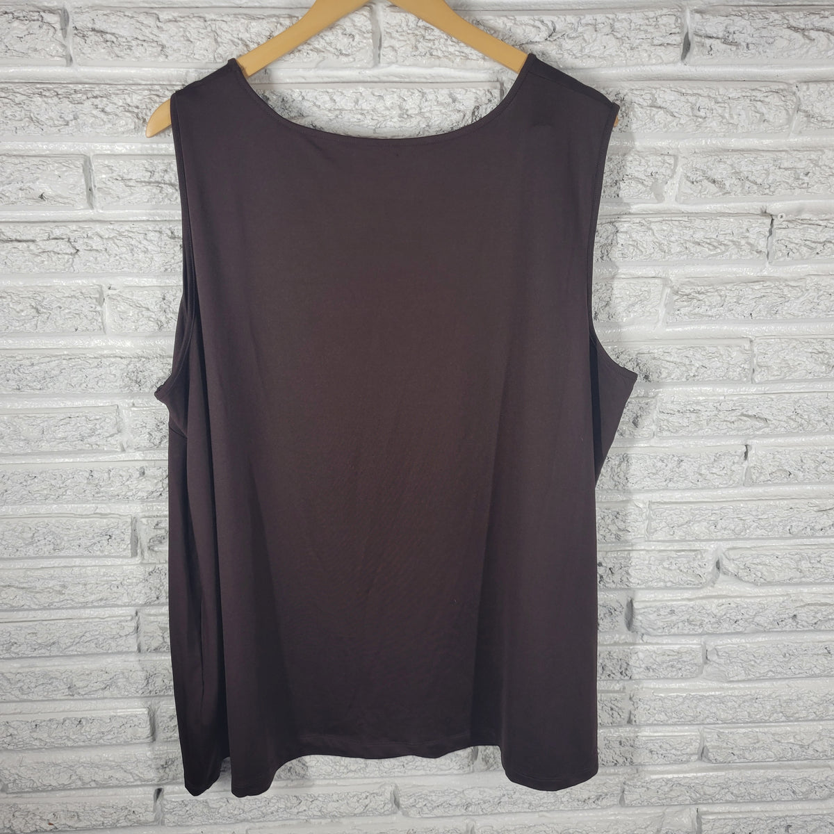 Catherines Womens 3X Brown Tank Top Shell Solid Sleeveless Stretch Casual Travel BRO19E