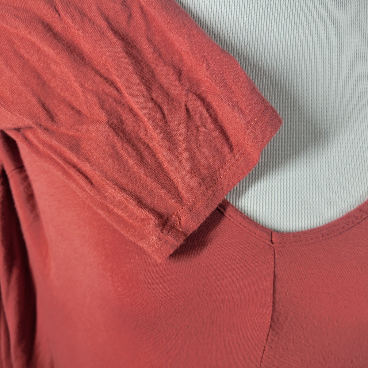 Green Envelope 1X Brown Rayon Spandex Tunic Tee Shirt V-Neck 3/4 Sleeve Top BRO13E