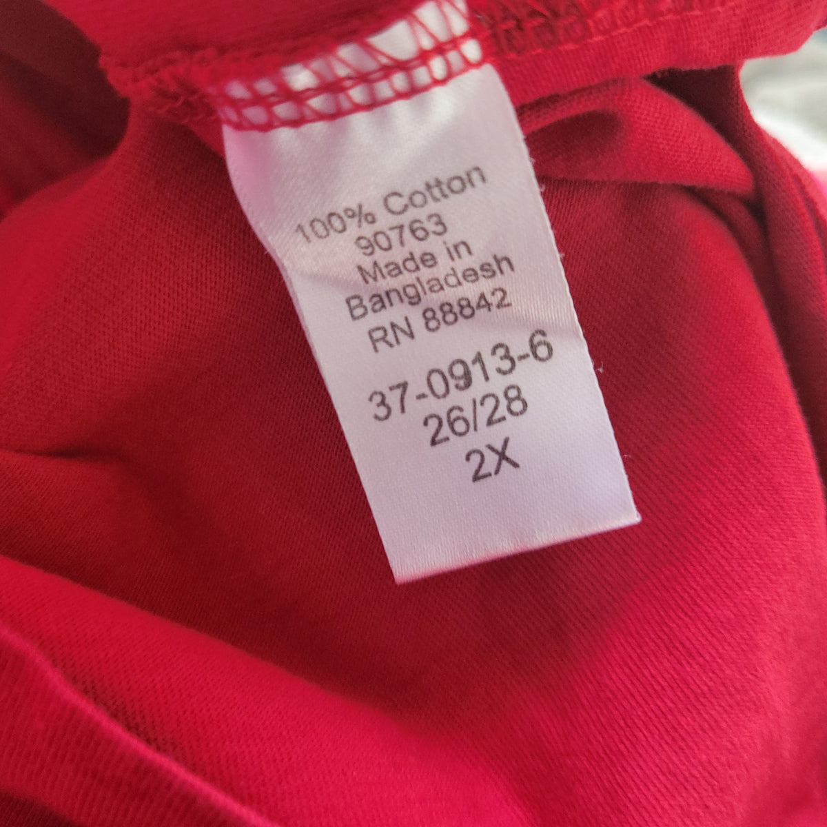 Woman Within 2X Red Cotton Knit Tunic T-Shirt V-Neck Long Sleeve Plus Casual Top RED38E
