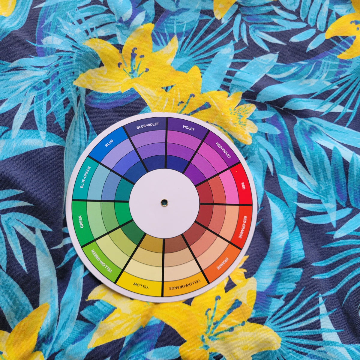 Lands' End Womens 2X Floral T-Shirt Short Sleeve Crew Neck Blue Yellow Cotton FLO309E