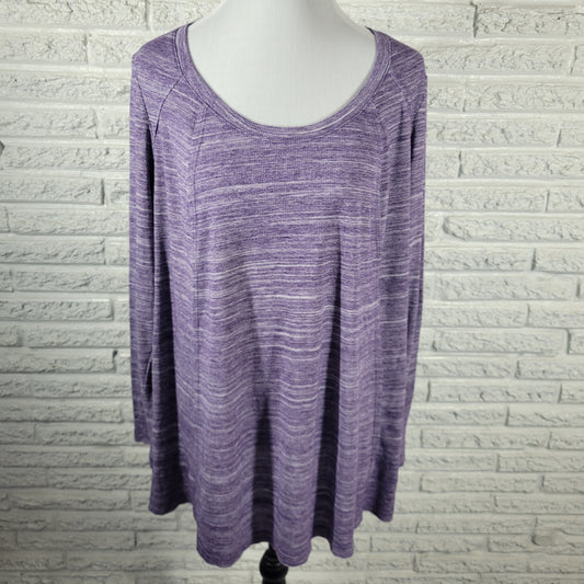 Ava & Viv Womens Sweater 2X Purple Marled Pullover Round Neck Long Sleeve Knit PUR9E