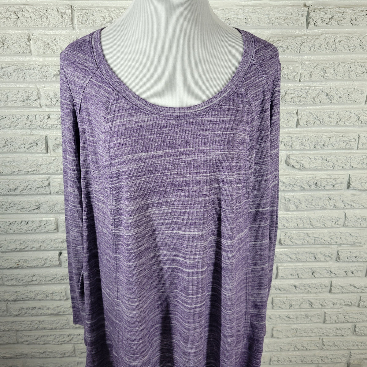 Ava & Viv Womens Sweater 2X Purple Marled Pullover Round Neck Long Sleeve Knit PUR9E