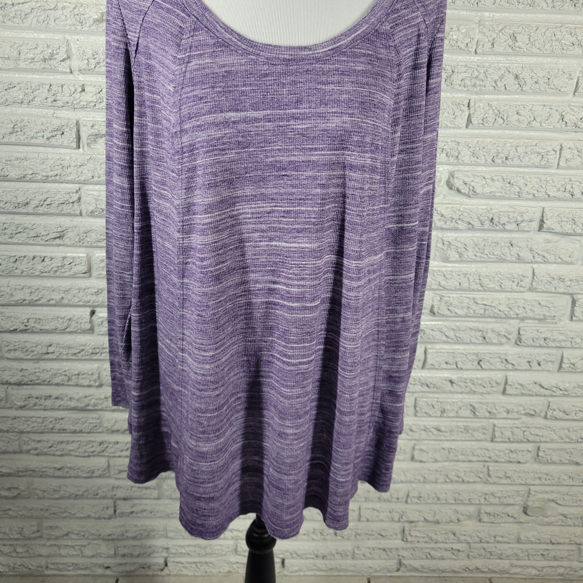 Ava & Viv Womens Sweater 2X Purple Marled Pullover Round Neck Long Sleeve Knit PUR9E