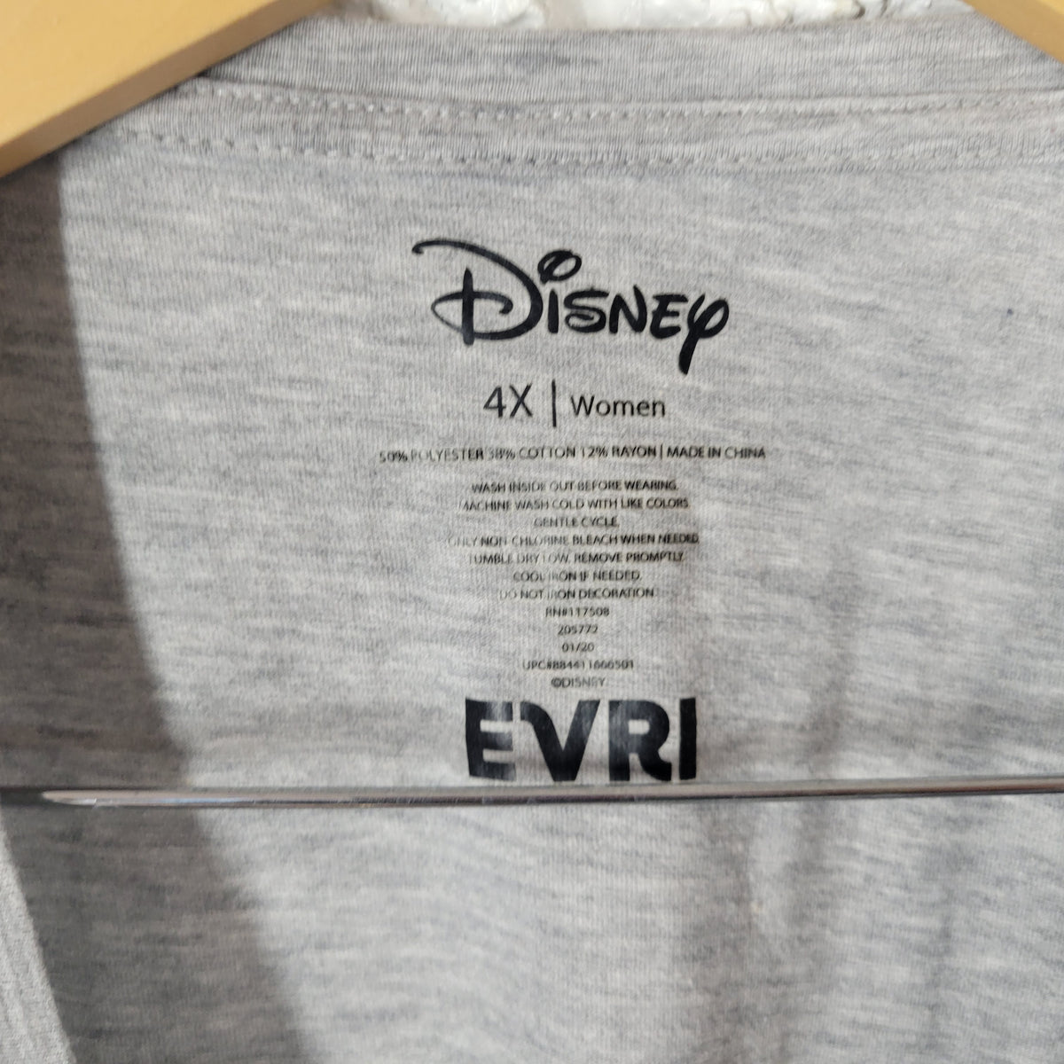 Disney EVRI Womens 4X Minnie Mouse Leopard Bow Rose Gold Metallic Grey Shirt NOV145E