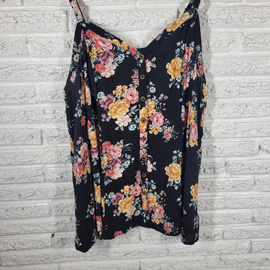 Torrid 3X Plus Size Floral Swing Top V-Neck Button Up Strappy Sleeveless Cami FLO272E