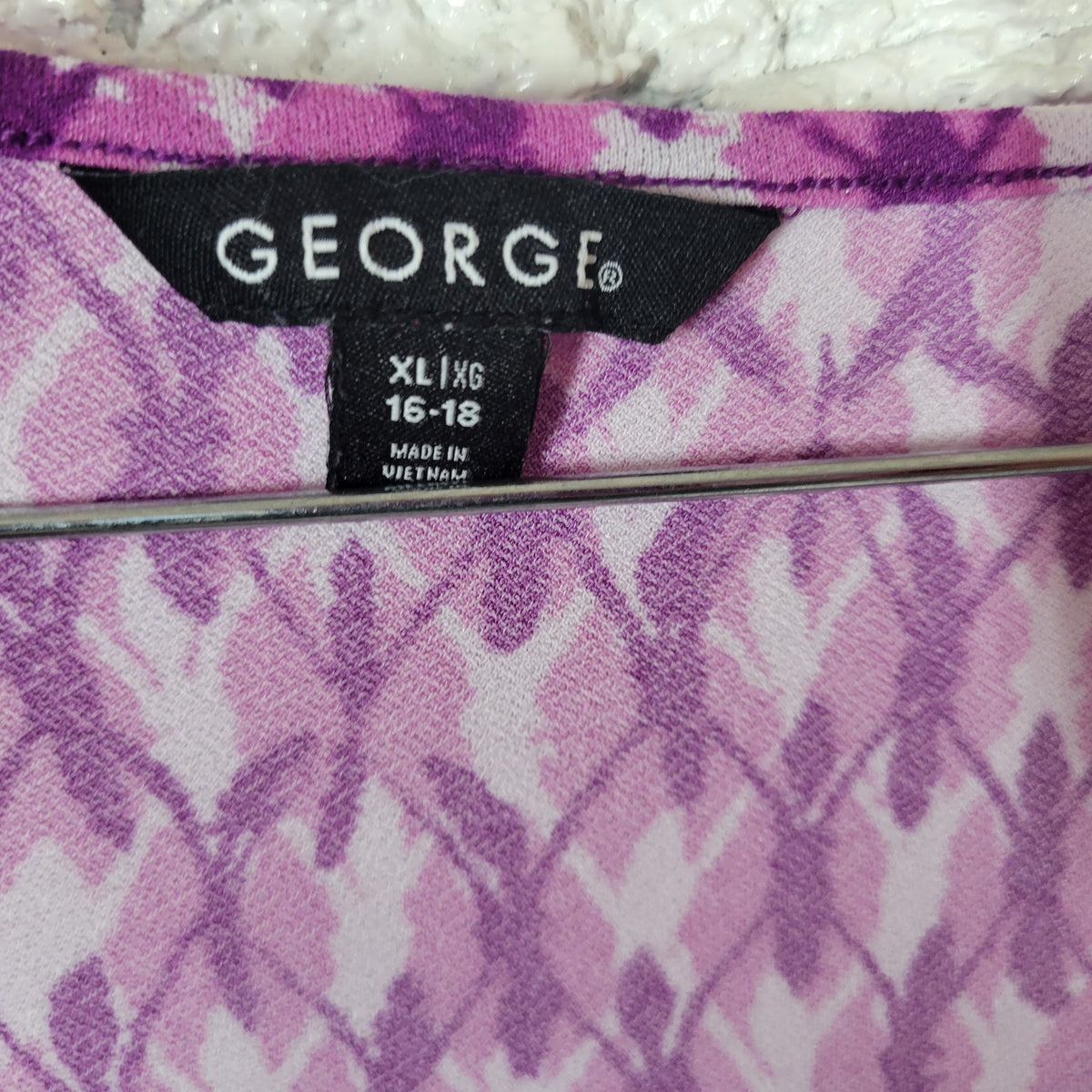 George Geometric Shift Dress XL Purple White Knit Sleeveless Round Neck Stretch GEO40E