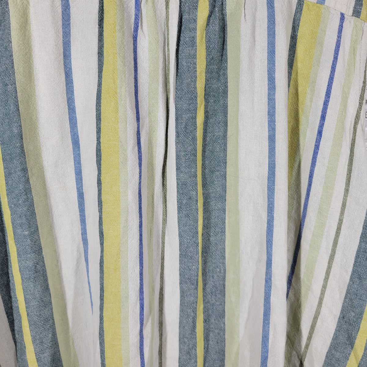 Sonoma Linen Blend Dress 4X Plus Green Blue Striped Sleeveless Shift V-Neck STR134E