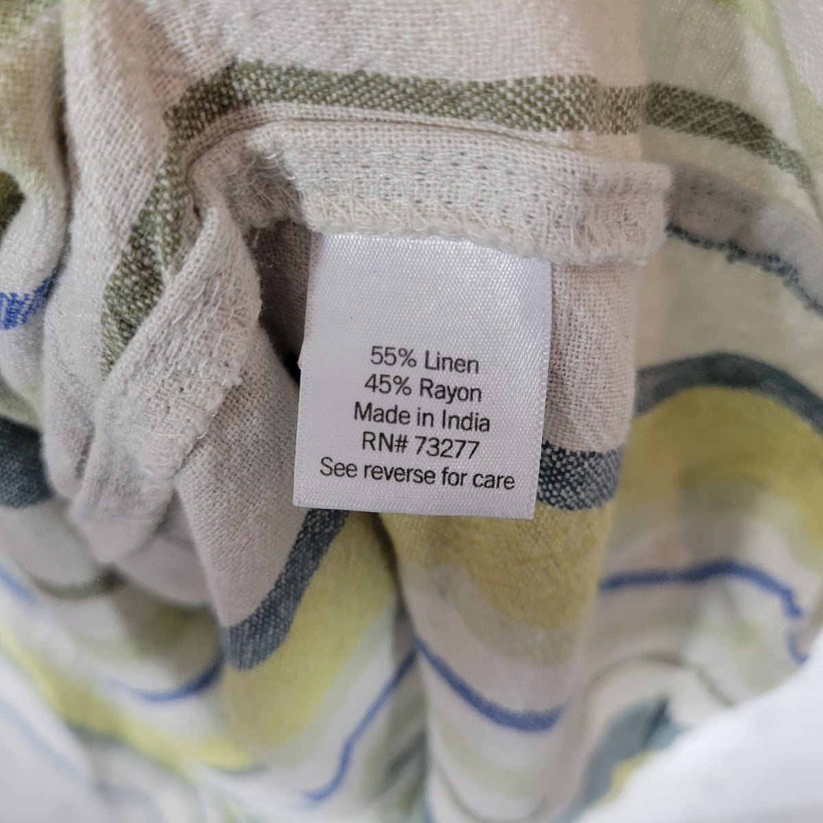 Sonoma Linen Blend Dress 4X Plus Green Blue Striped Sleeveless Shift V-Neck STR134E