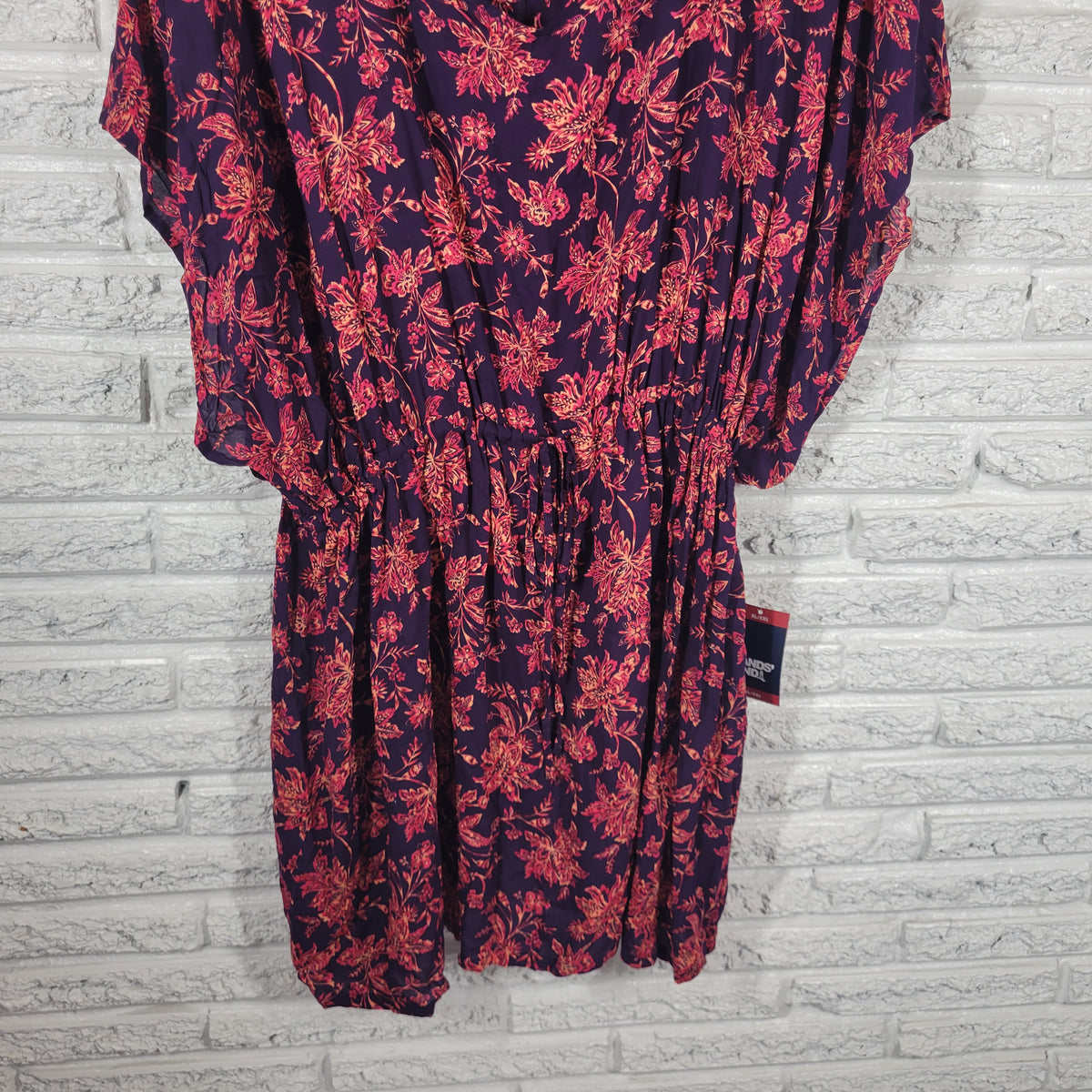 Lands End Swim Cover Up Dress XL XXL Floral Modal Batwing Kaftan Multicolor FLO44E