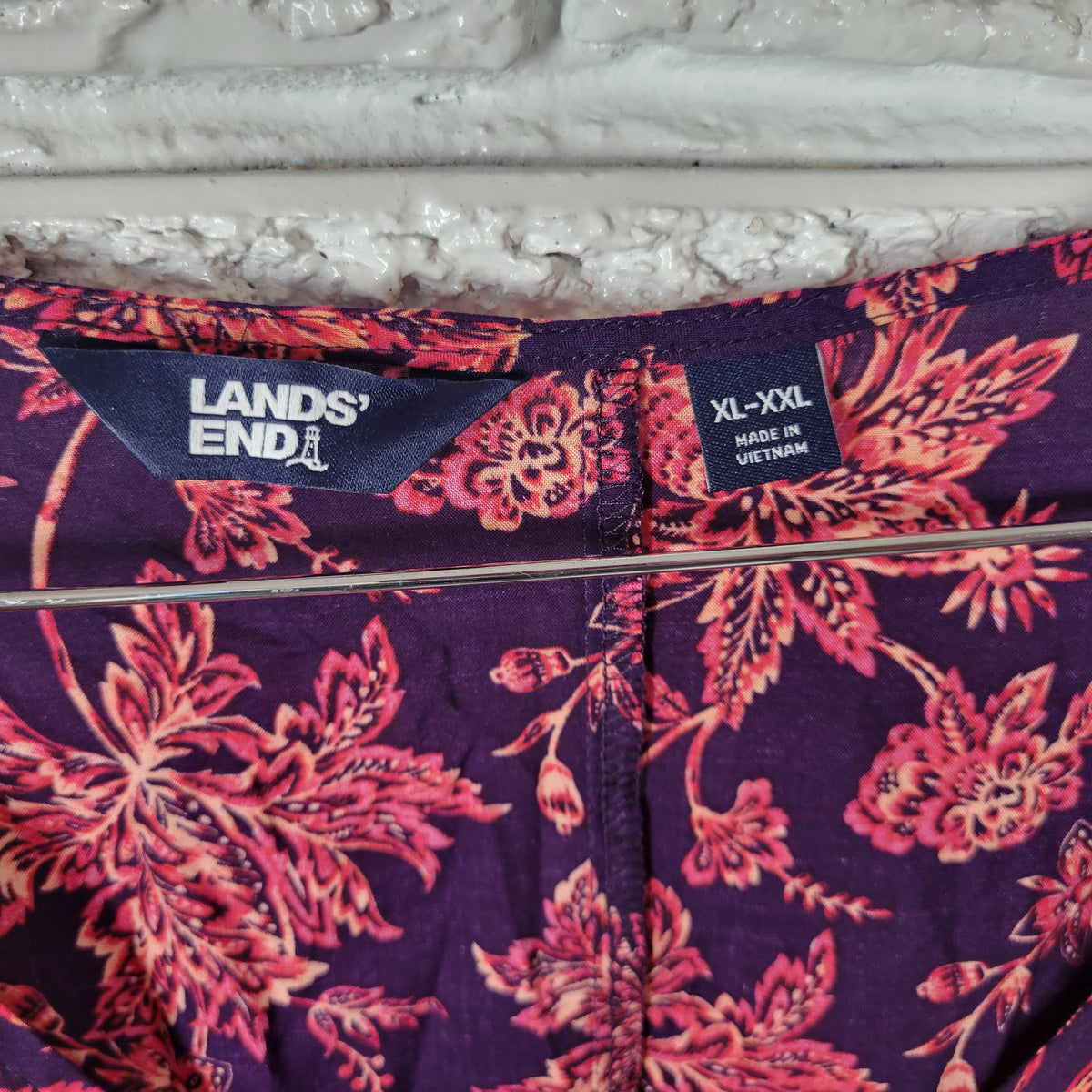Lands End Swim Cover Up Dress XL XXL Floral Modal Batwing Kaftan Multicolor FLO44E