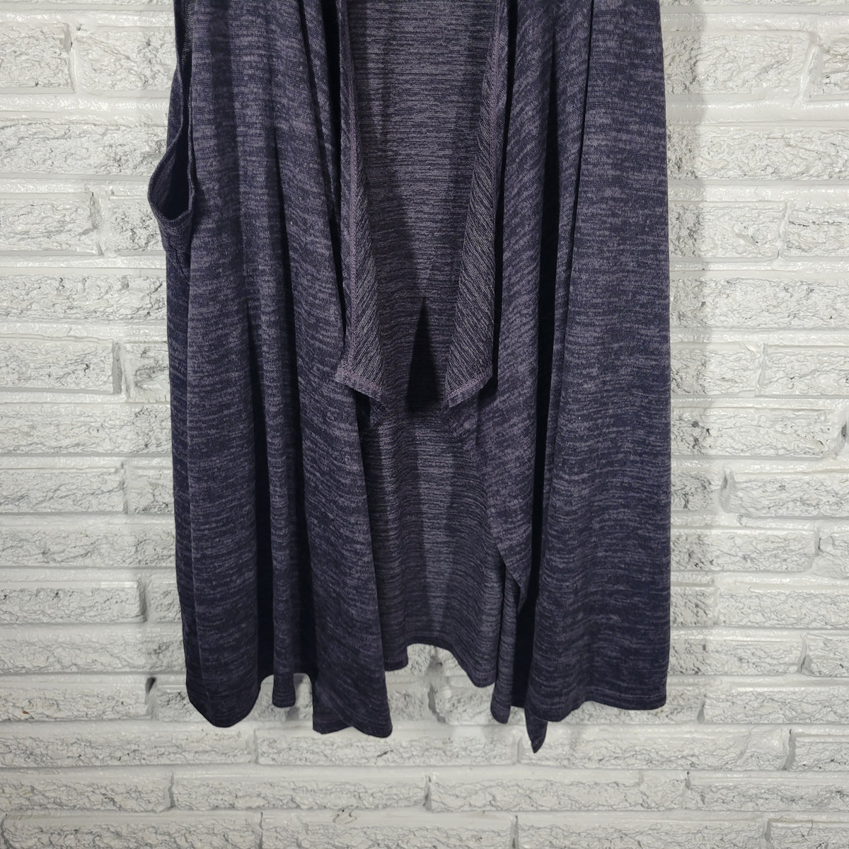 LOGO Lori Goldstein Knit Cardigan 3X Plus Blue Marled Sleeveless Open Front BLU56E