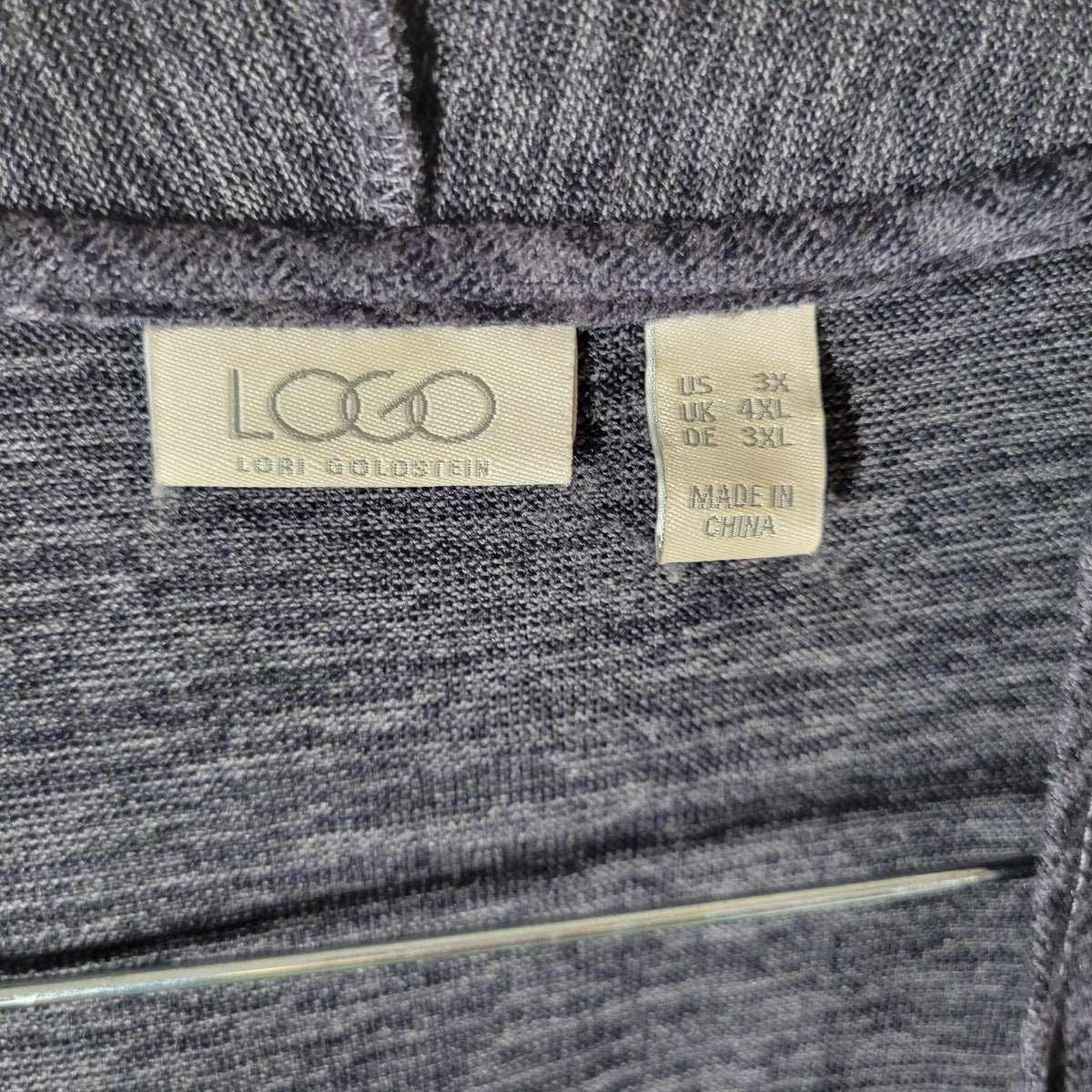 LOGO Lori Goldstein Knit Cardigan 3X Plus Blue Marled Sleeveless Open Front BLU56E