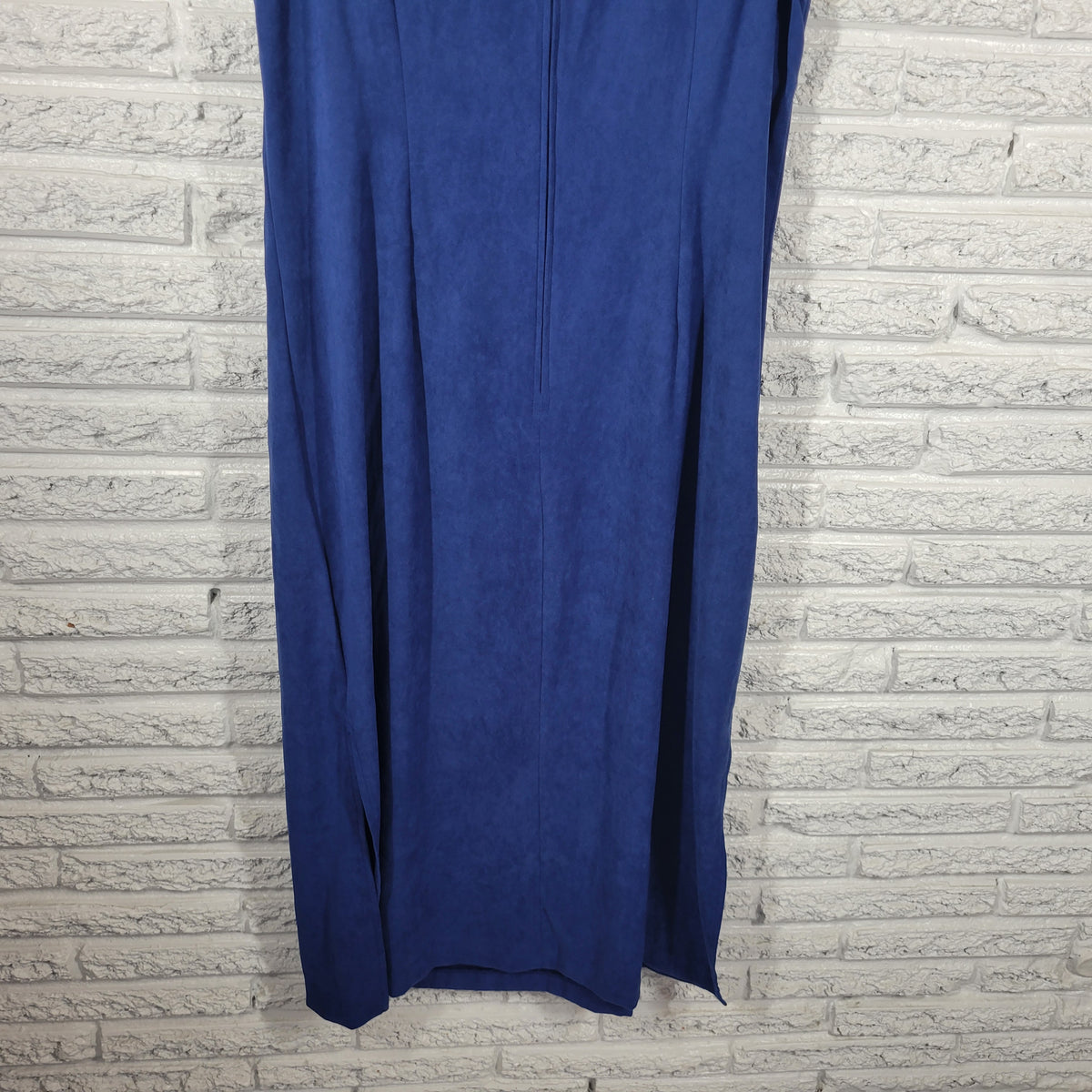 VTG Karin Stevens Velour Dress 16W Plus Blue Sleeveless Midi Shift Stretch BLU50E