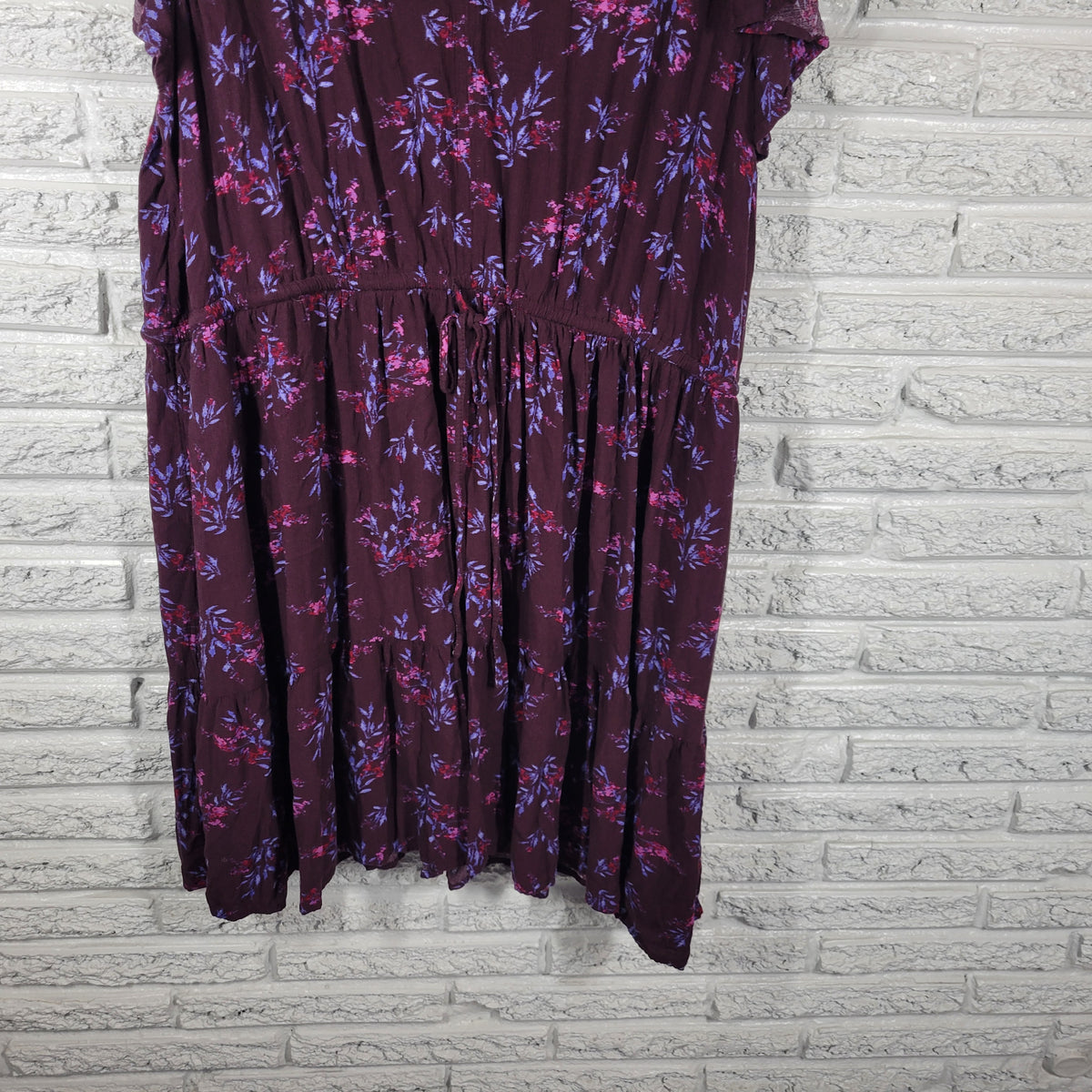Terra & Sky 2X Dress Plus Size Pink Purple Floral V-Neck Shirt Dress Pockets FLO313E