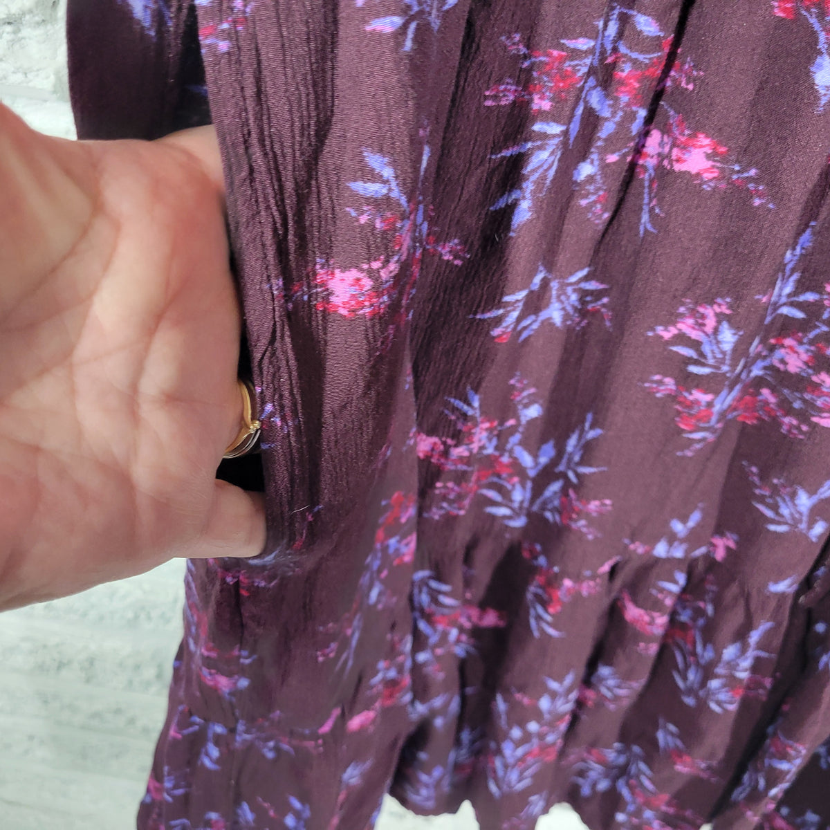Terra & Sky 2X Dress Plus Size Pink Purple Floral V-Neck Shirt Dress Pockets FLO313E