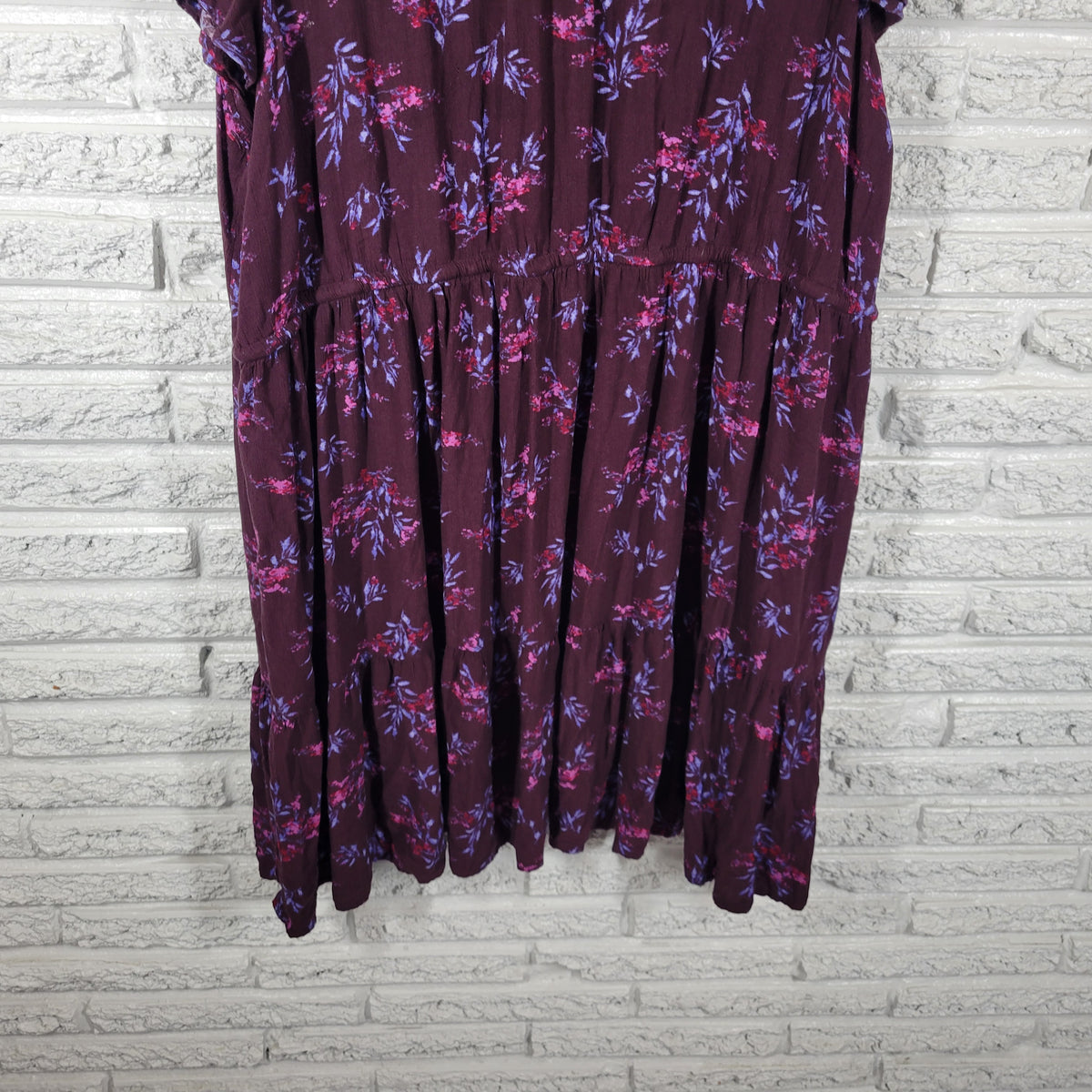Terra & Sky 2X Dress Plus Size Pink Purple Floral V-Neck Shirt Dress Pockets FLO313E