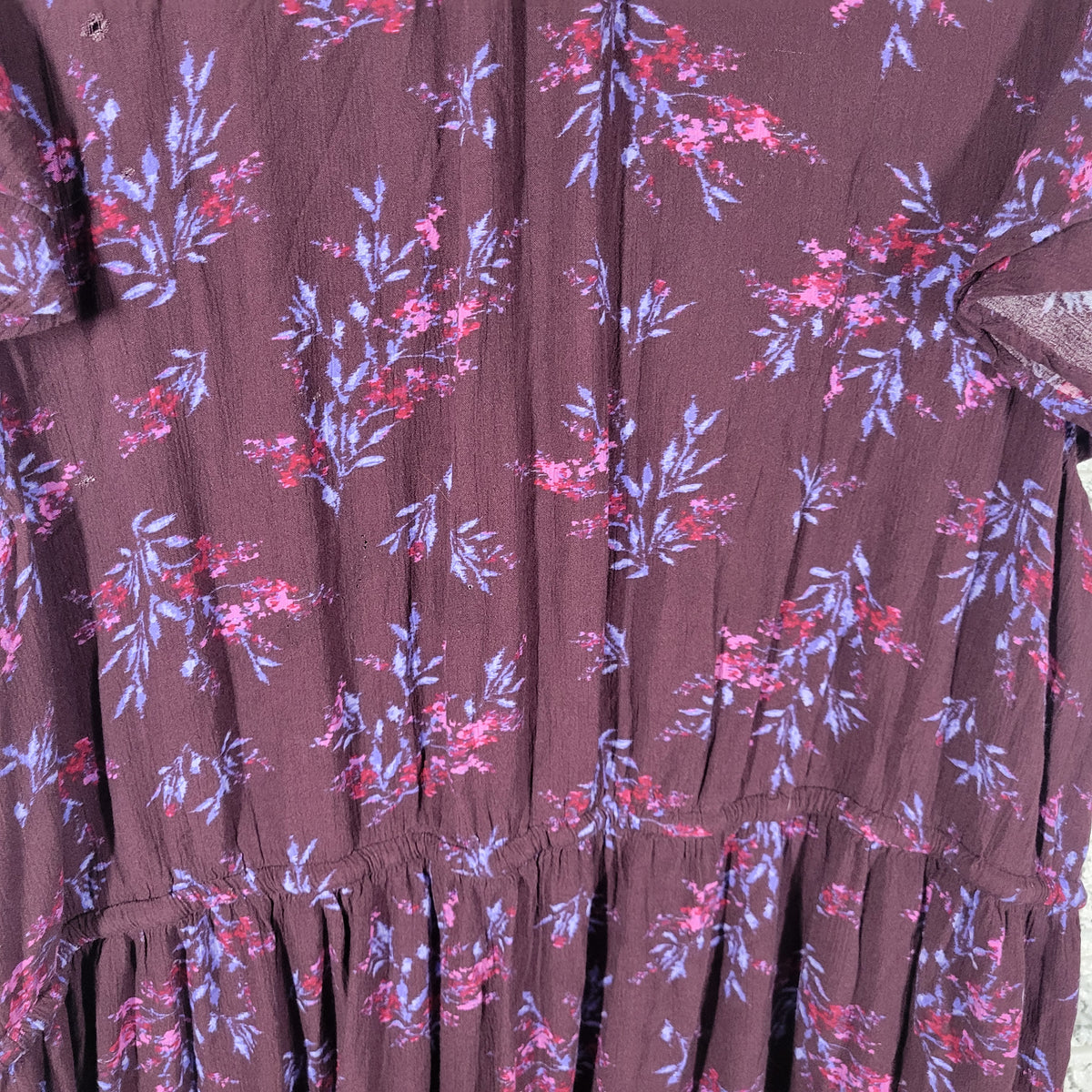 Terra & Sky 2X Dress Plus Size Pink Purple Floral V-Neck Shirt Dress Pockets FLO313E