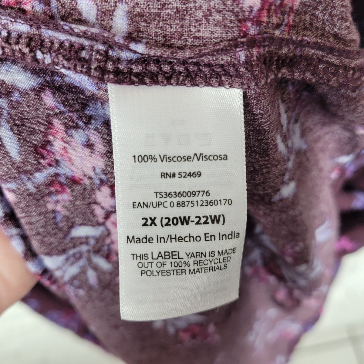 Terra & Sky 2X Dress Plus Size Pink Purple Floral V-Neck Shirt Dress Pockets FLO313E