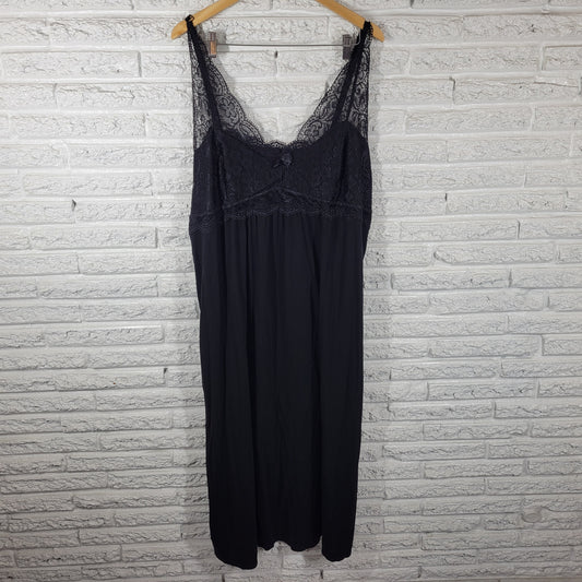 Avenue Body 30/32 Nightgown Plus Size Black Lace Sexy Sleepwear Straps Gown BLA110E