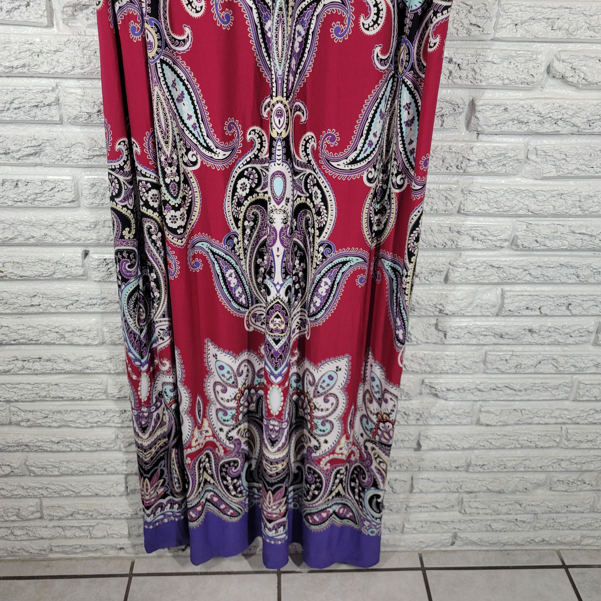 Catherines 4X Dress Plus Size Multicolor Studded Paisley T-Back Maxi Shift PAI53E