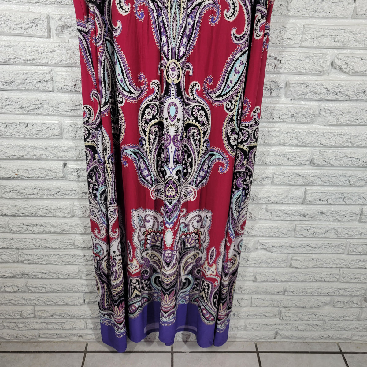 Catherines 4X Dress Plus Size Multicolor Studded Paisley T-Back Maxi Shift PAI53E