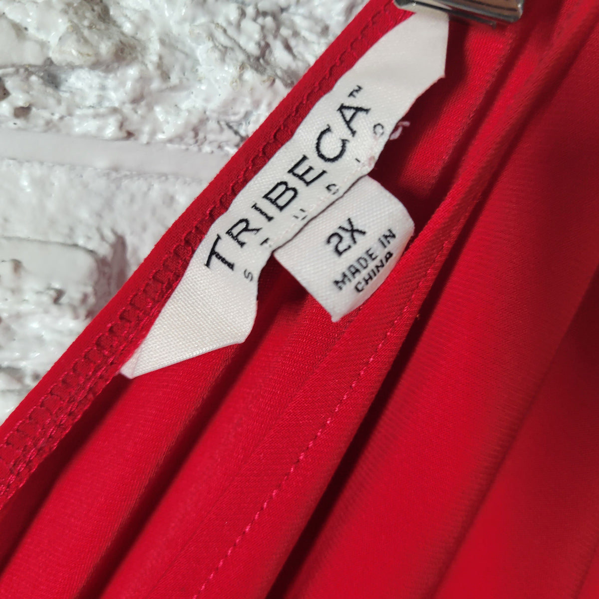 Tribeca Studio 4X Dress Plus Size Red Fit Flare Midi Belted V-Back 3/4 Sleeve RED45E
