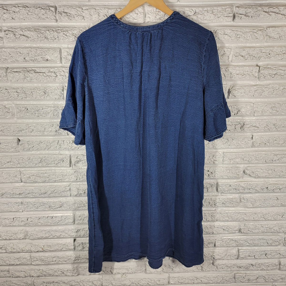 Old Navy XL Swim Cover Up Blue Waffle Knit Bell Sleeve Lace Up Lyocell Beach BLU66E