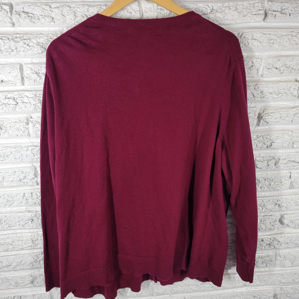 Karen Scott Women Cardigan Sweater 3X Plus Purple Crew Neck Tight Knit Cotton PUR12E